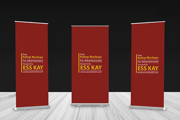 free 3 rollup mockups for advertisement