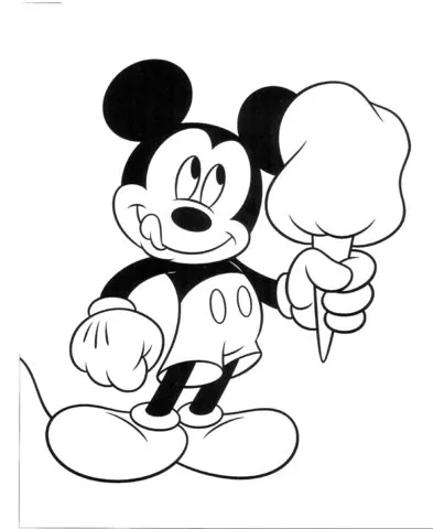 Mickey with huge ice cream coloring page