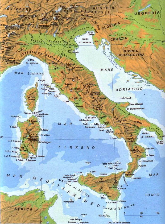 cartina italia fisica